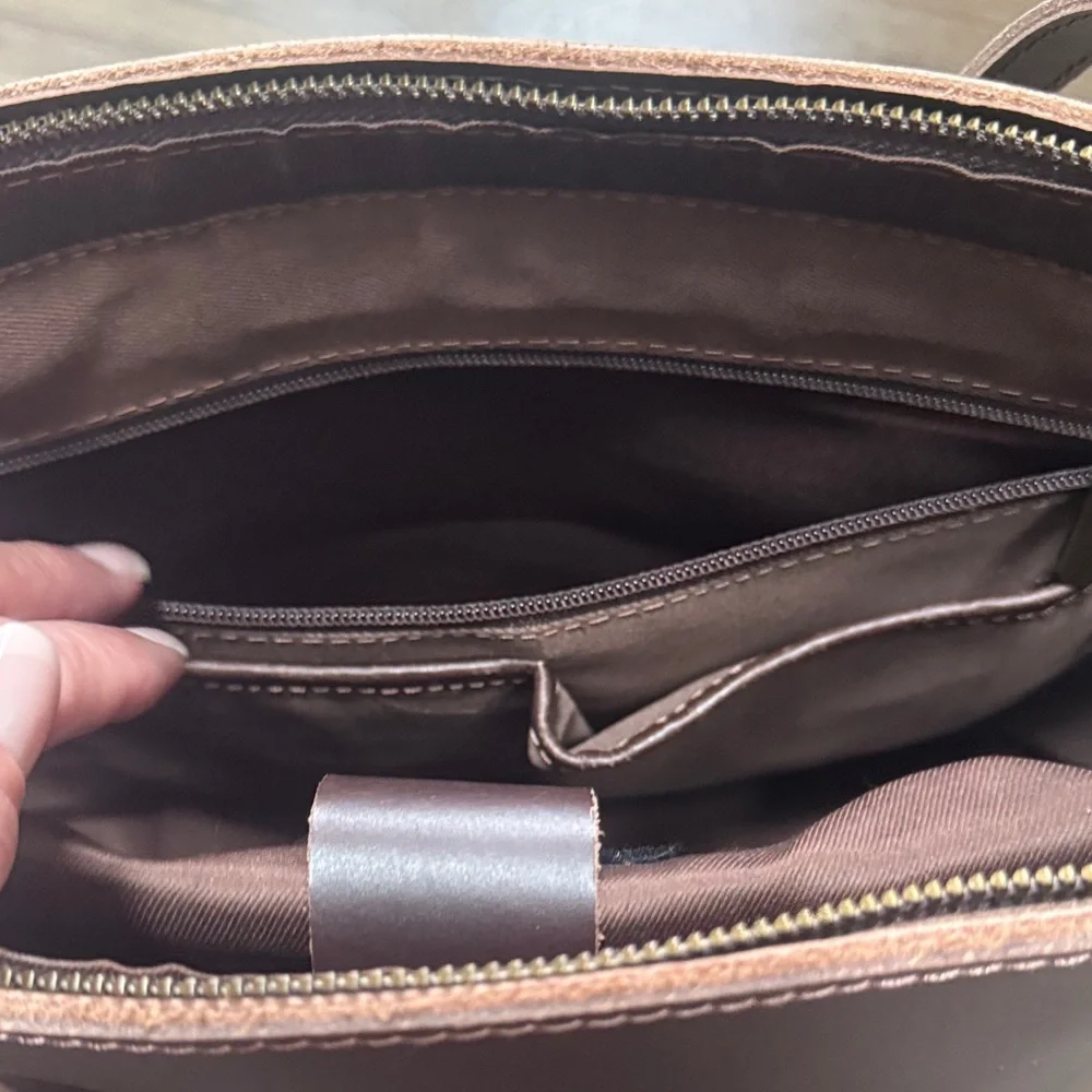Montana Hudson brown Leather Tote Bag with Shoulder Strap